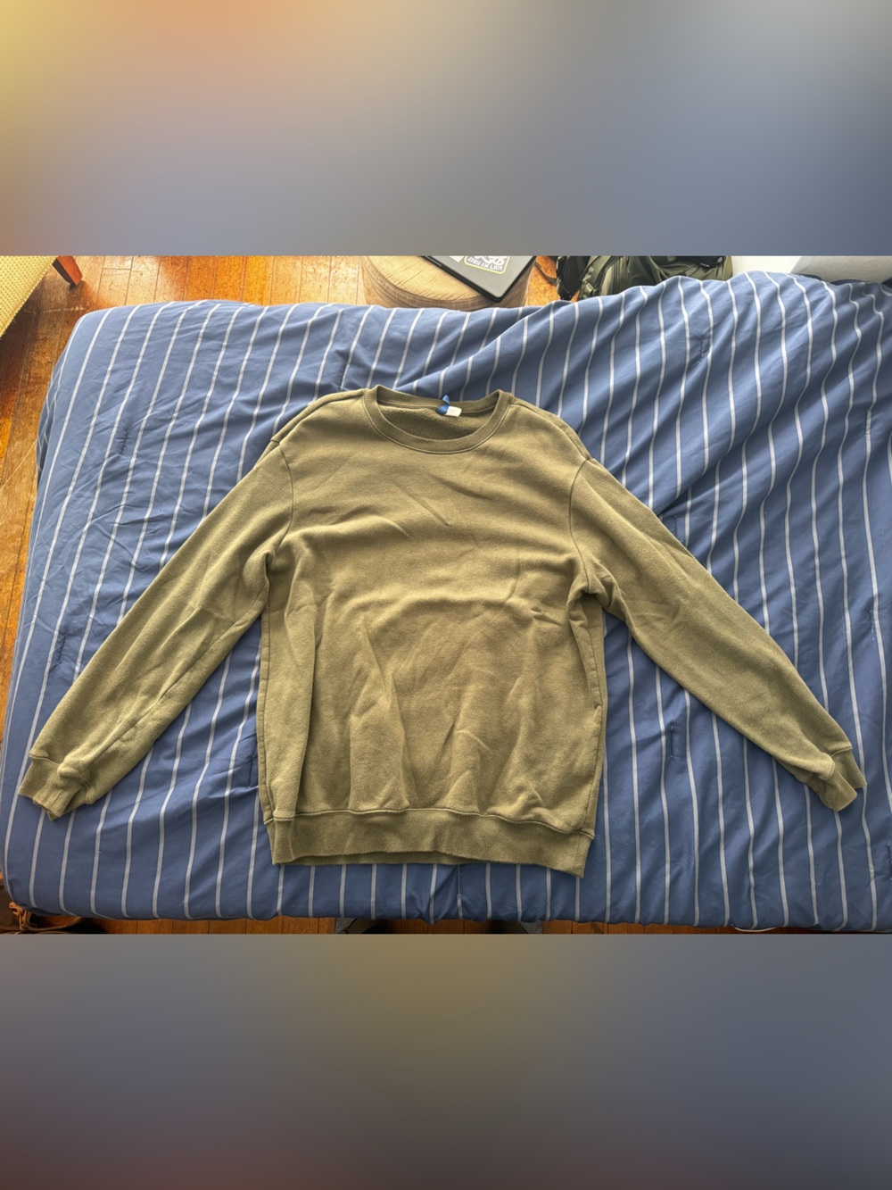 Divided Olive Crewneck Sweater for Men